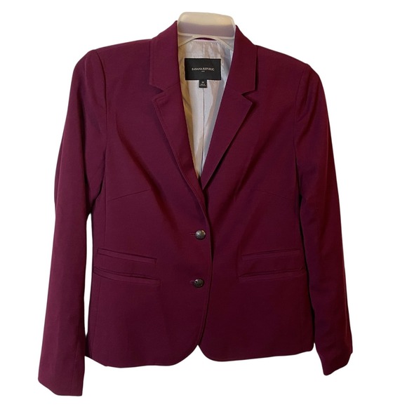 Banana Republic Jackets & Blazers - Banana Republic Womens Burgundy Red Blazer Size 10 Two Button Stretch Lined